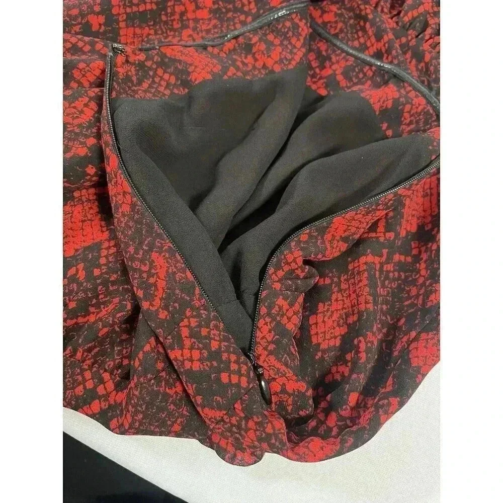 Michael Kors Snake Print Georgette One-Shoulder Dress Red Size 2